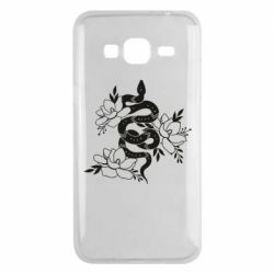 Чехол для Samsung J3 2016 Snake with flowers - PrintSalon