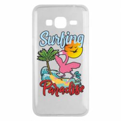 Чехол для Samsung J3 2016 Surfing Paradise Flamingo - PrintSalon