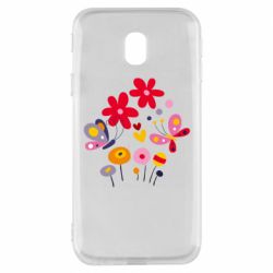 Чехол для Samsung J3 2017 Flowers and Butterflies - PrintSalon