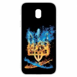 Чохол для Samsung J3 2017 Герб Украины в желто - голубом огнем - PrintSalon