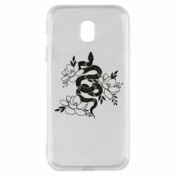 Чехол для Samsung J3 2017 Snake with flowers - PrintSalon