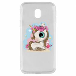 Чехол для Samsung J3 2017 Unicorn with flowers - PrintSalon