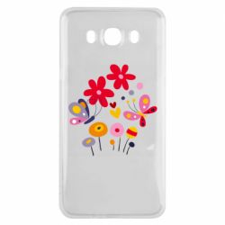Чехол для Samsung J7 2016 Flowers and Butterflies - PrintSalon