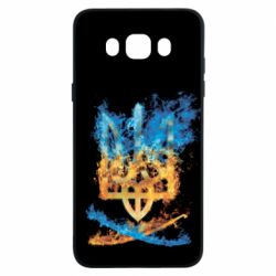 Чохол для Samsung J7 2016 Герб Украины в желто - голубом огнем - PrintSalon