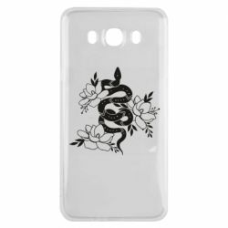 Чехол для Samsung J7 2016 Snake with flowers - PrintSalon