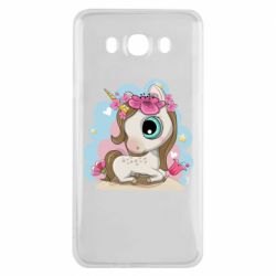 Чехол для Samsung J7 2016 Unicorn with flowers - PrintSalon