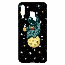 Чохол для Samsung M30 Astronaut and coffee - PrintSalon