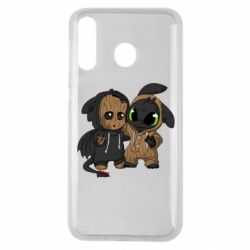 Чехол для Samsung M30 Groot And Toothless - PrintSalon
