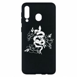 Чехол для Samsung M30 Snake with flowers - PrintSalon