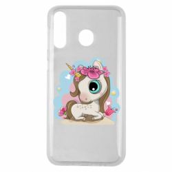 Чехол для Samsung M30 Unicorn with flowers - PrintSalon