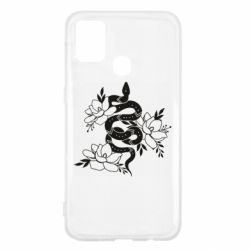 Чехол для Samsung M31 Snake with flowers - PrintSalon