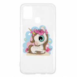 Чехол для Samsung M31 Unicorn with flowers - PrintSalon