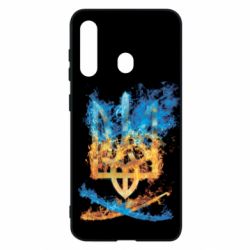 Чохол для Samsung M40 Герб Украины в желто - голубом огнем - PrintSalon