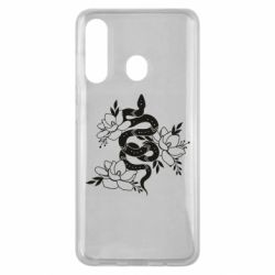 Чехол для Samsung M40 Snake with flowers - PrintSalon