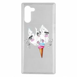 Чехол для Samsung Note 10 Ahegao girl eating ice cream - PrintSalon