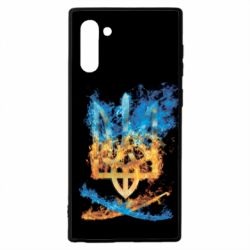 Чохол для Samsung Note 10 Герб Украины в желто - голубом огнем - PrintSalon