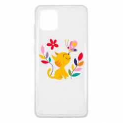 Чехол для Samsung Note 10 Lite Cat, Flowers and Butterfly - PrintSalon