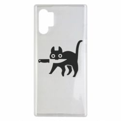 Чехол для Samsung Note 10 Plus Cat with a knife - PrintSalon