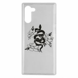 Чехол для Samsung Note 10 Snake with flowers - PrintSalon