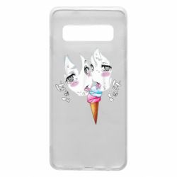 Чехол для Samsung S10 Ahegao girl eating ice cream - PrintSalon