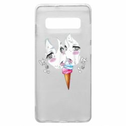 Чехол для Samsung S10+ Ahegao girl eating ice cream - PrintSalon