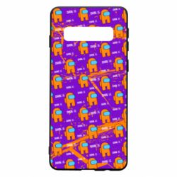 Чехол для Samsung S10 Among Us and grunge background-PrintSalon Чехол для Samsung S10 Among Us and grunge background