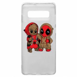 Чехол для Samsung S10+ Baby Groot And Deadpool - PrintSalon