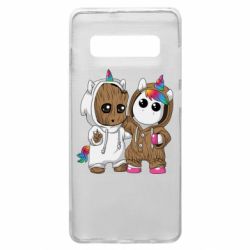 Чехол для Samsung S10+ Baby Groot And Unicorn - PrintSalon