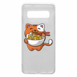 Чехол для Samsung S10 Cat and Ramen - PrintSalon