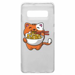 Чехол для Samsung S10+ Cat and Ramen - PrintSalon