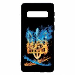 Чохол для Samsung S10 Герб Украины в желто - голубом огнем - PrintSalon