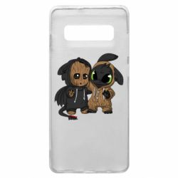 Чехол для Samsung S10+ Groot And Toothless - PrintSalon