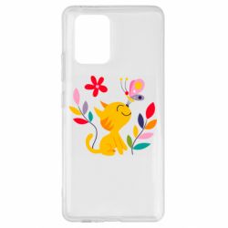 Чехол для Samsung S10 Lite Cat, Flowers and Butterfly - PrintSalon