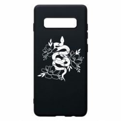 Чехол для Samsung S10+ Snake with flowers - PrintSalon