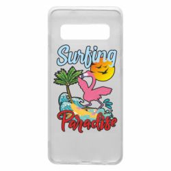 Чехол для Samsung S10 Surfing Paradise Flamingo - PrintSalon