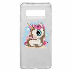 Чехол для Samsung S10+ Unicorn with flowers - PrintSalon