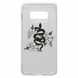 Чехол для Samsung S10e Snake with flowers - PrintSalon