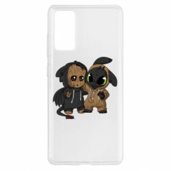 Чехол для Samsung S20 FE Groot And Toothless - PrintSalon