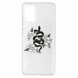 Чехол для Samsung S20+ Snake with flowers - PrintSalon
