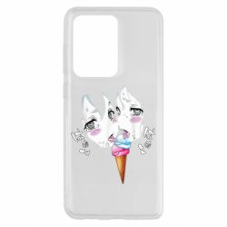Чехол для Samsung S20 Ultra Ahegao girl eating ice cream - PrintSalon