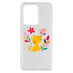 Чехол для Samsung S20 Ultra Cat, Flowers and Butterfly - PrintSalon