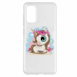 Чехол для Samsung S20 Unicorn with flowers - PrintSalon