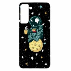 Чохол для Samsung S21 Astronaut and coffee - PrintSalon