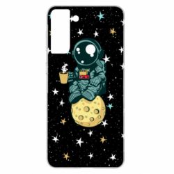 Чохол для Samsung S21+ Astronaut and coffee - PrintSalon