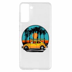 Чехол для Samsung S21+ Car and sunset - PrintSalon