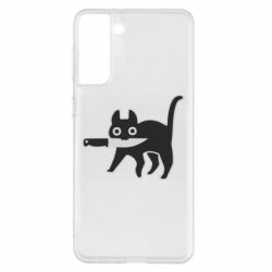 Чехол для Samsung S21+ Cat with a knife - PrintSalon