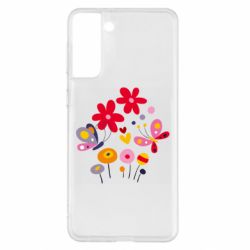Чехол для Samsung S21+ Flowers and Butterflies - PrintSalon