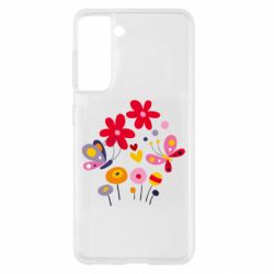 Чехол для Samsung S21 Flowers and Butterflies - PrintSalon