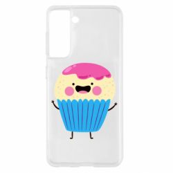 Чехол для Samsung S21 Funny cupcake with smile - PrintSalon