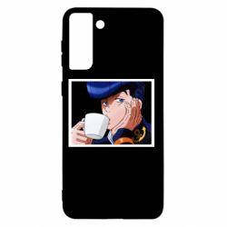 Чехол для Samsung S21+ Higashikata Josuke drinking tea - PrintSalon